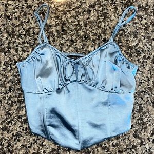 Kendall & Kylie Blue Satin Top